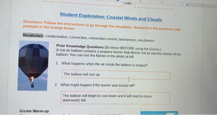 Coastal winds and clouds gizmo answer key