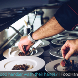 A food handler wets hands and arms