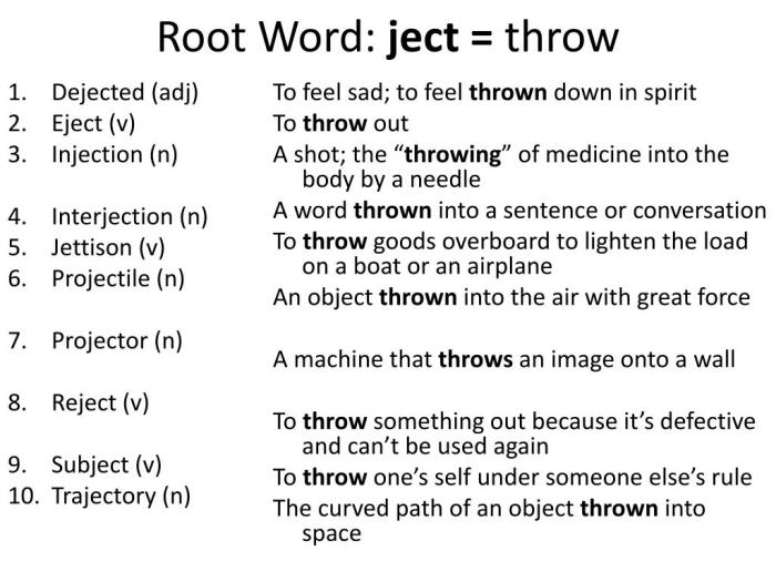 Words that have the root ject