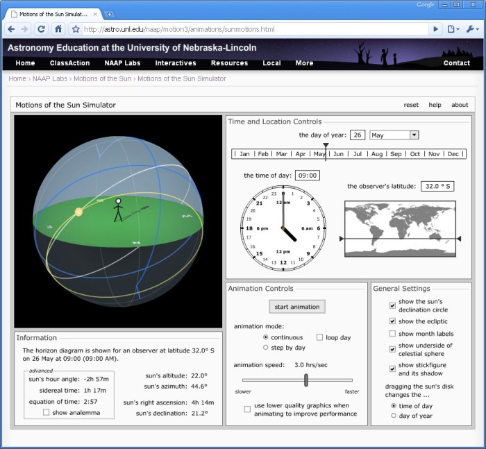 Motions of the sun simulator